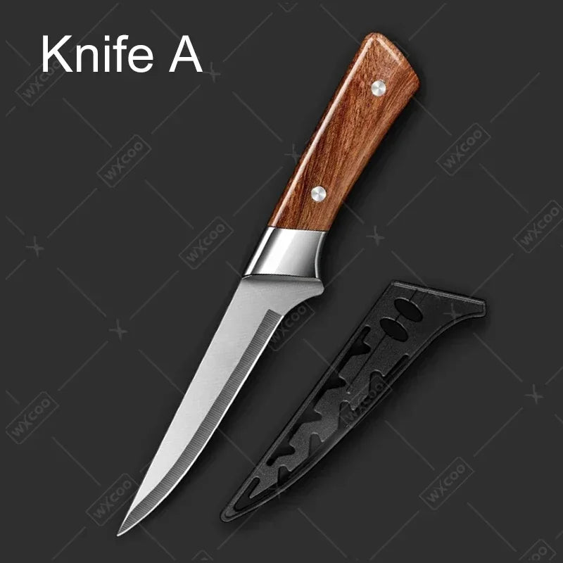 WXCOO Kitchen Knife Japanese Meat Cutting Knife Cleaver Butcher Knife Pork Boning Knife Shaving Knives with Cover