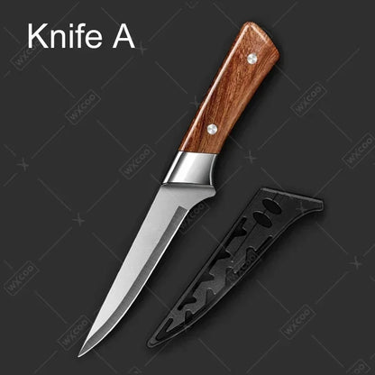 WXCOO Kitchen Knife Japanese Meat Cutting Knife Cleaver Butcher Knife Pork Boning Knife Shaving Knives with Cover