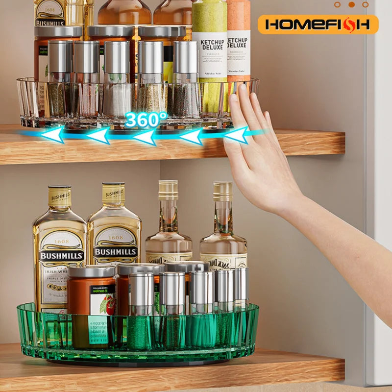 Multi-Purpose Rotating Spice Rack Efficient Countertop Organizer for Kitchen Bathroom Seasoning Storage Space-Saving Design