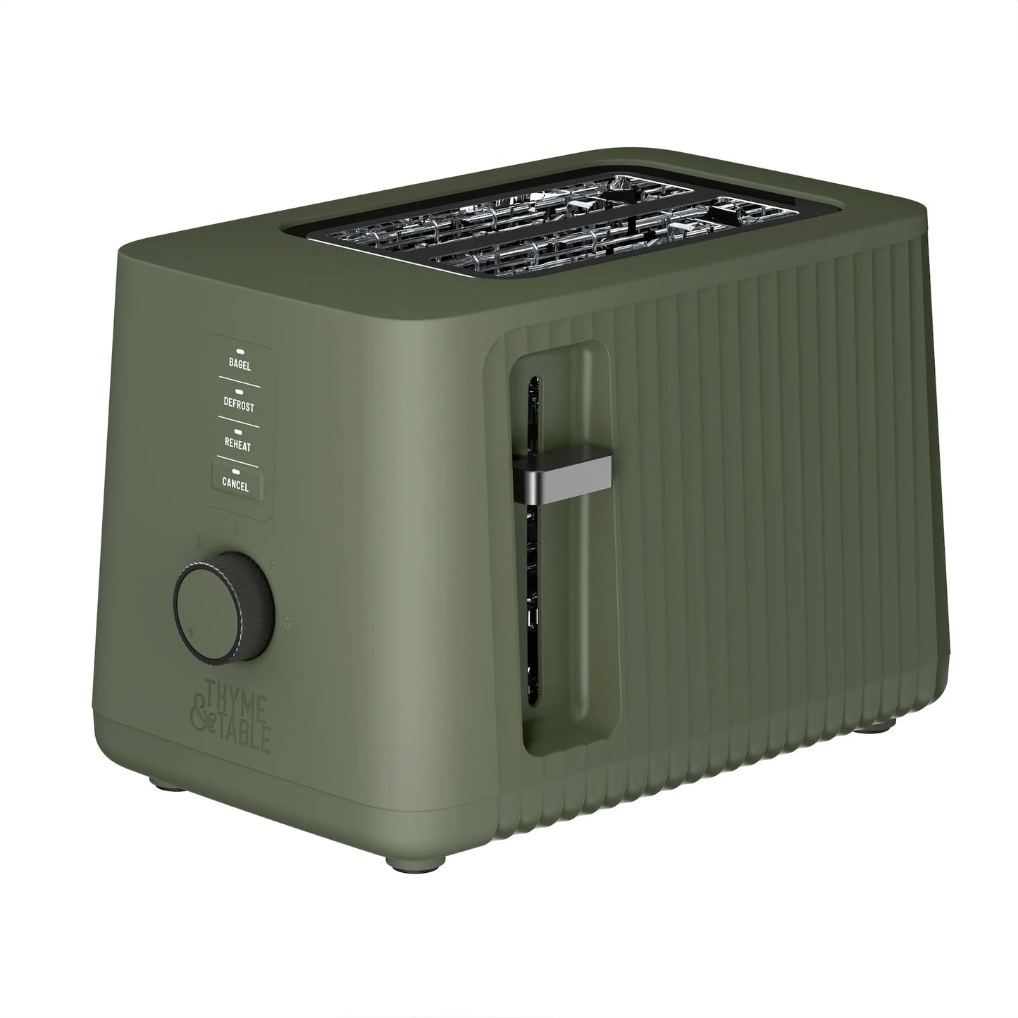 Thyme & Table 2-Slice Toaster, Extra-Wide Slots with Removable Crumb Tray, Sand White