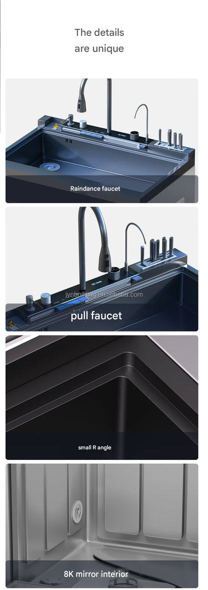 Integrated Sink Dishwasher Home Embedded Dishwasher 110~220V Integrated Dishwasher 304 SUS Ultrasonic Integrated Kitchen Sink
