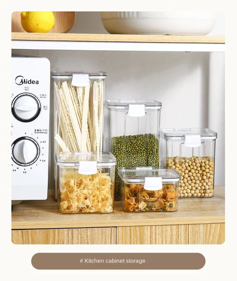 1-5PCS Sealed Jars Large Capacity Waterproof Transparent Scene Kitchen Candy Dried Grain Storage With Lid Fridge Storage Tank