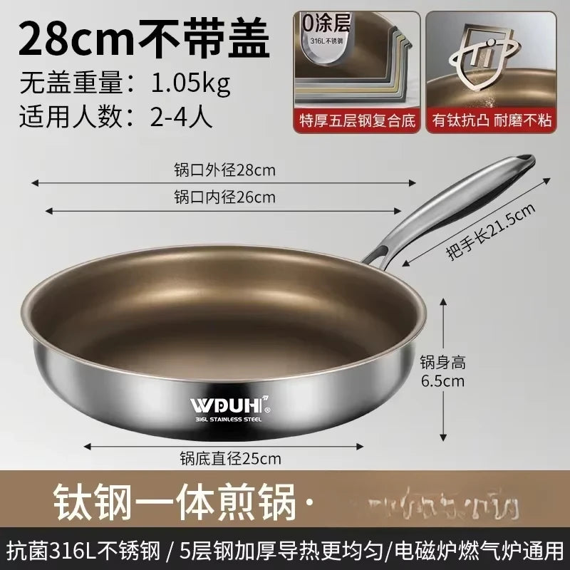 Titanium Pan Non-stick Frying Pan Household Wok Steak Frying Pan Induction Cooker Gas Stove Special  Wok Frying
