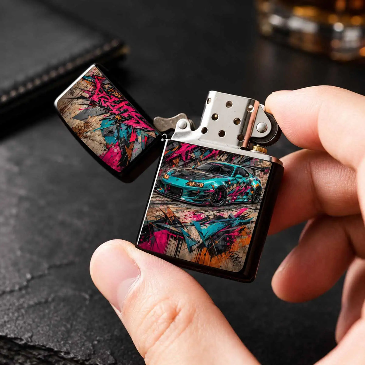 Trendy Graffiti Style Mk4 Themed Portable Lighter, Unique Street Art Coating Fashion Accessory, Ideal For Daily Carrying To Light Scented Candles, Outdoor Bonfires, Birthday Parties, Creative Practical Gift For Car Enthusiast