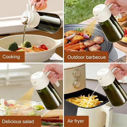 Oil Spray 470ml-2-in-1 Kitchen Oil Spray, Air Fryer, Salad, Vinegar and Kitchen Accessories Dispenser-Black