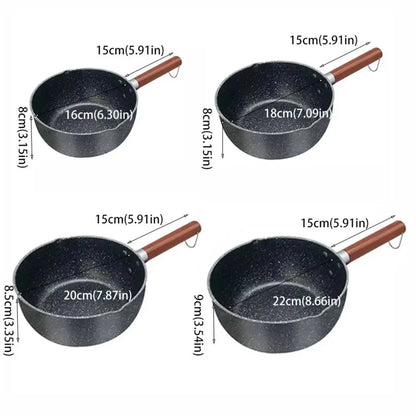 Cookware Non-Stick Milk Pot Wood Handle with Lid and Pour Spout Soup Pot Universal Flat Bottom Cooking Saucepan Noodles