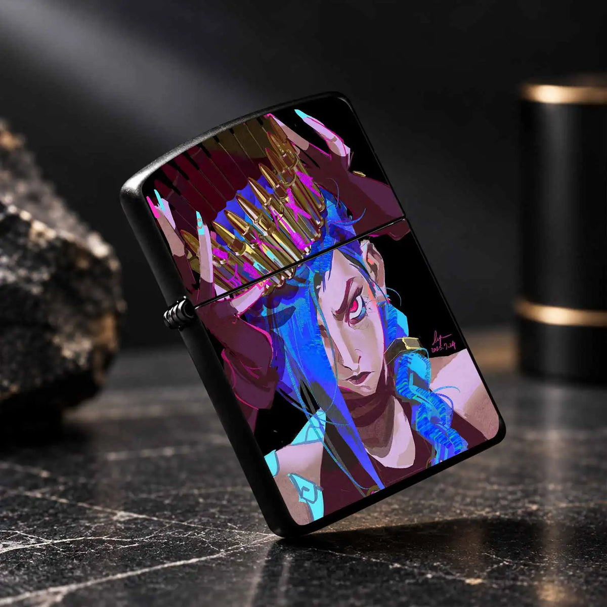 Creative Jinx Bullet Chain Themed Lighter, Stylish Cyber Neon Style Desktop Ornament, Portable Daily Use Ignition Tool, Ideal Gift For Friends And Fans For Collection, Trendy Peripheral For Birthday Holiday, Suitable For All