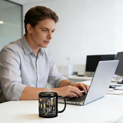 Mechanic Toolbox Mug 11 oz Ceramic Coffee Cup with C Shaped Handle Gift for Dad Husband Birthday Anniversary Workshop Garage