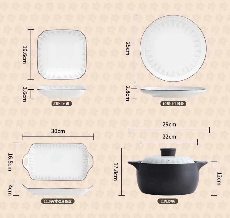 Simple Ceramic Bowl, Combination, Underglaze Color,  Tableware