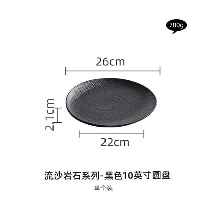Black and white ceramic tableware, plates, plates, household eating bowls, soup bowls, high-end luxury Japanese tableware sets.