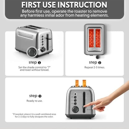 DT620 Toaster Extra Wide Slots Retro with High Lift Lever Bagel and Muffin Function Removal Crumb Tray 7-Shade Settings