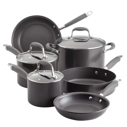 Advanced Home Hard Anodized Nonstick Cookware Pots and Pans Set, 9 Piece Moonstone