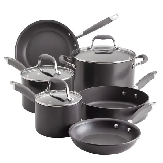 Advanced Home Hard Anodized Nonstick Cookware Pots and Pans Set, 9 Piece Moonstone