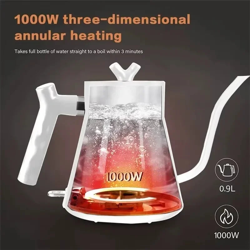TINSOL 1L Electric Gooseneck Kettle, Manual Brewing Coffee Pot, Smart Teapot, Temperature Control Kettle, 1200W Fast Heating