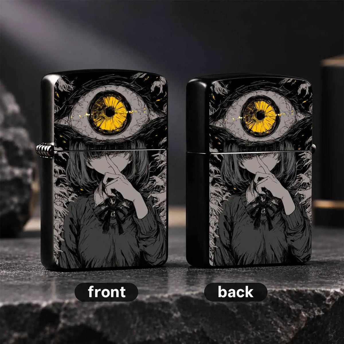 Dark Style One-Eyed Girl Art Illustration Lighter, Trendy Unique Vibe Portable Daily Essential, Distinctive Subculture Design Niche Collectible, Multi-Scene Practical Gift Choice, High Recognition Creative Portable Practical