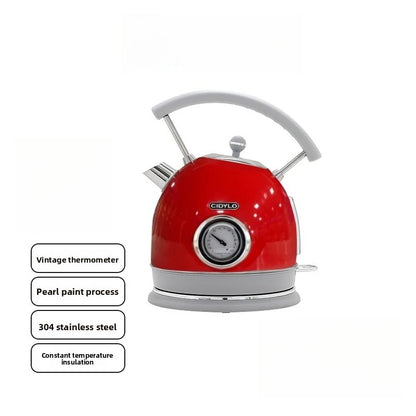 220V European Style Electric Kettle Vintage Red High Capacity ABCDFEG