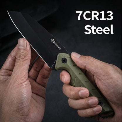1 piece, 7RC13 high carbon stainless steel professional kitchen and outdoor dual-use knife, G10 handle K-type scabbard