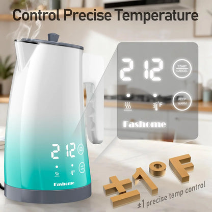 Electric Kettle Temperature Control, 1.25L Electric Tea Kettle, 2 H Keep Warm Hot Water Boiler with 5 Presets, LED Screen Electric Kettles for Boiling Water, Boil-Dry Protection