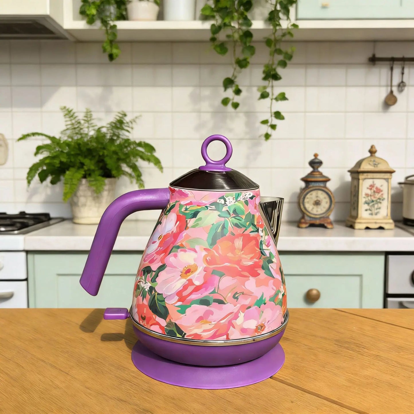 1.7L Retro Electric Kettle 1850W Home Boiling Kettle With Temperature Display Automatic Power Off 304 Stainless Steel Teapot