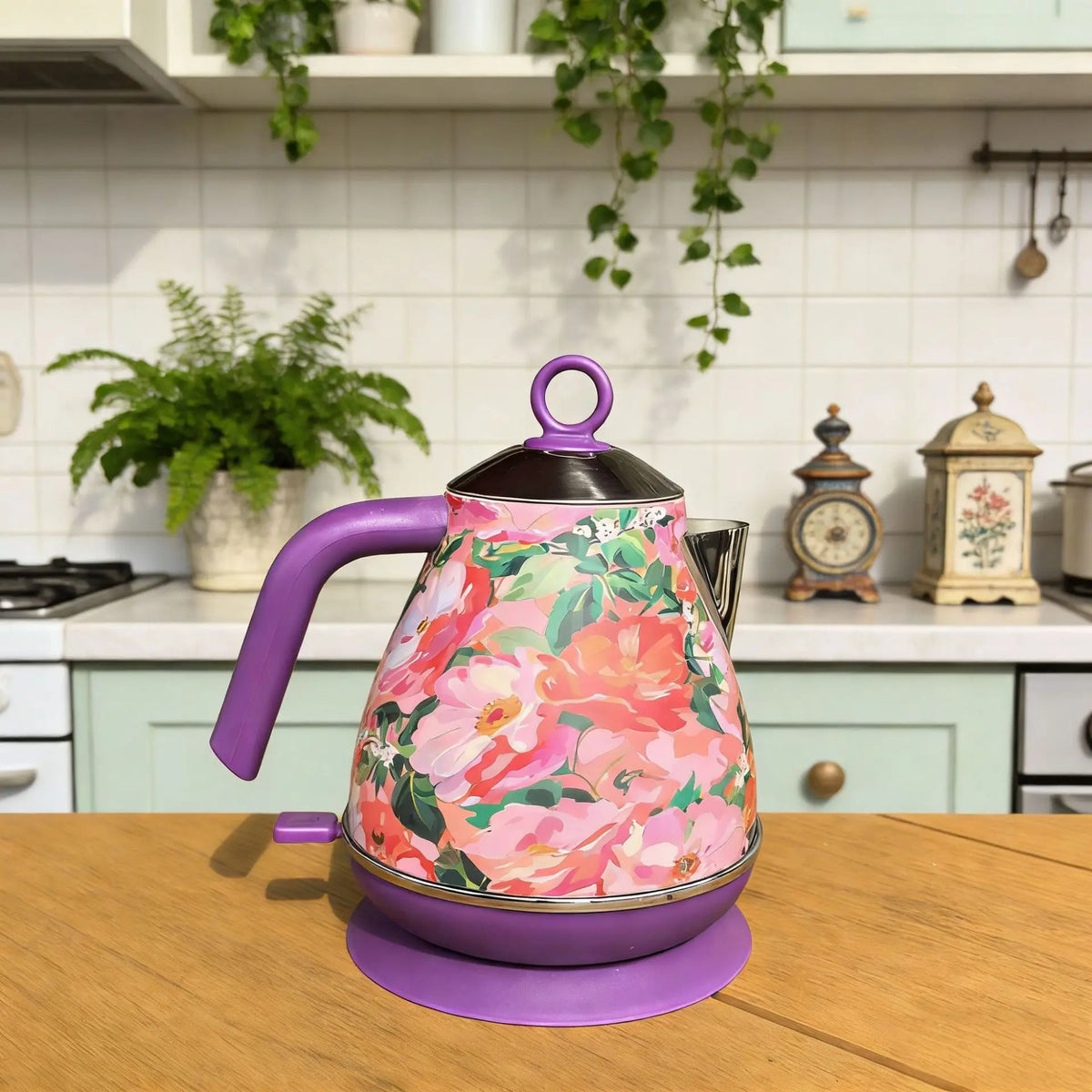 1.7L Retro Electric Kettle 1850W Home Boiling Kettle With Temperature Display Automatic Power Off 304 Stainless Steel Teapot