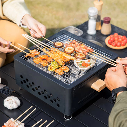 WESTTUNE Outdoor Charcoal Barbecue Grill Non-stick Barbecue Rack Heating Brazier Portable Household Grill Stove for Camping BBQ
