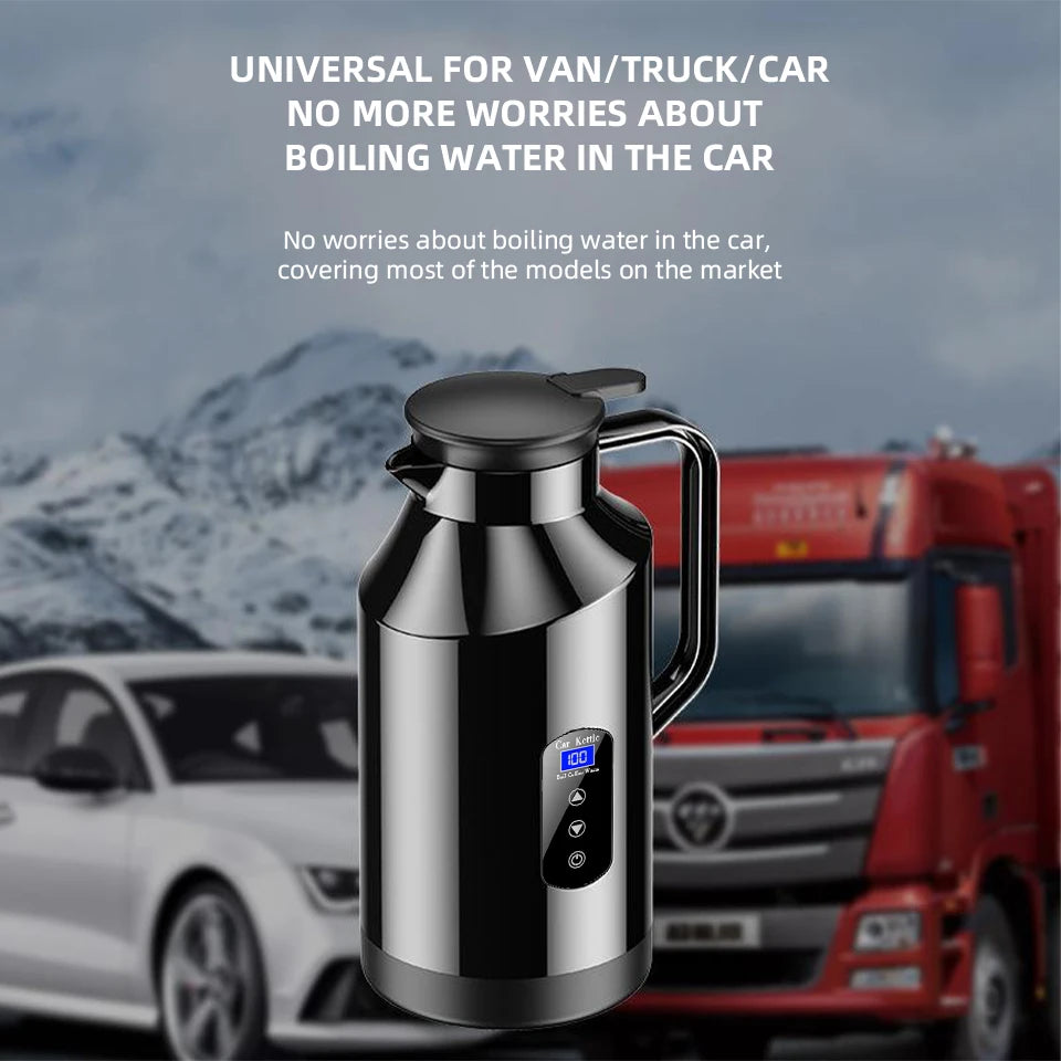 12V 24V Portable Car Hot Kettle 1200mL/1500mL Large Capacity 304 Stainless Steel Thermos Water Bottle Travel For Tea Coffee