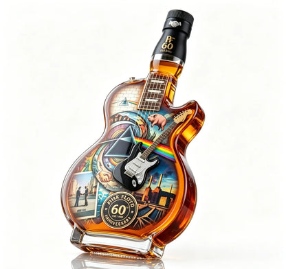 Artistic Guitar Shaped Whiskey Decanter Hand-Finished Glass Liquor Dispenser Decorative Barware Unique Gift for Whiskey Lovers