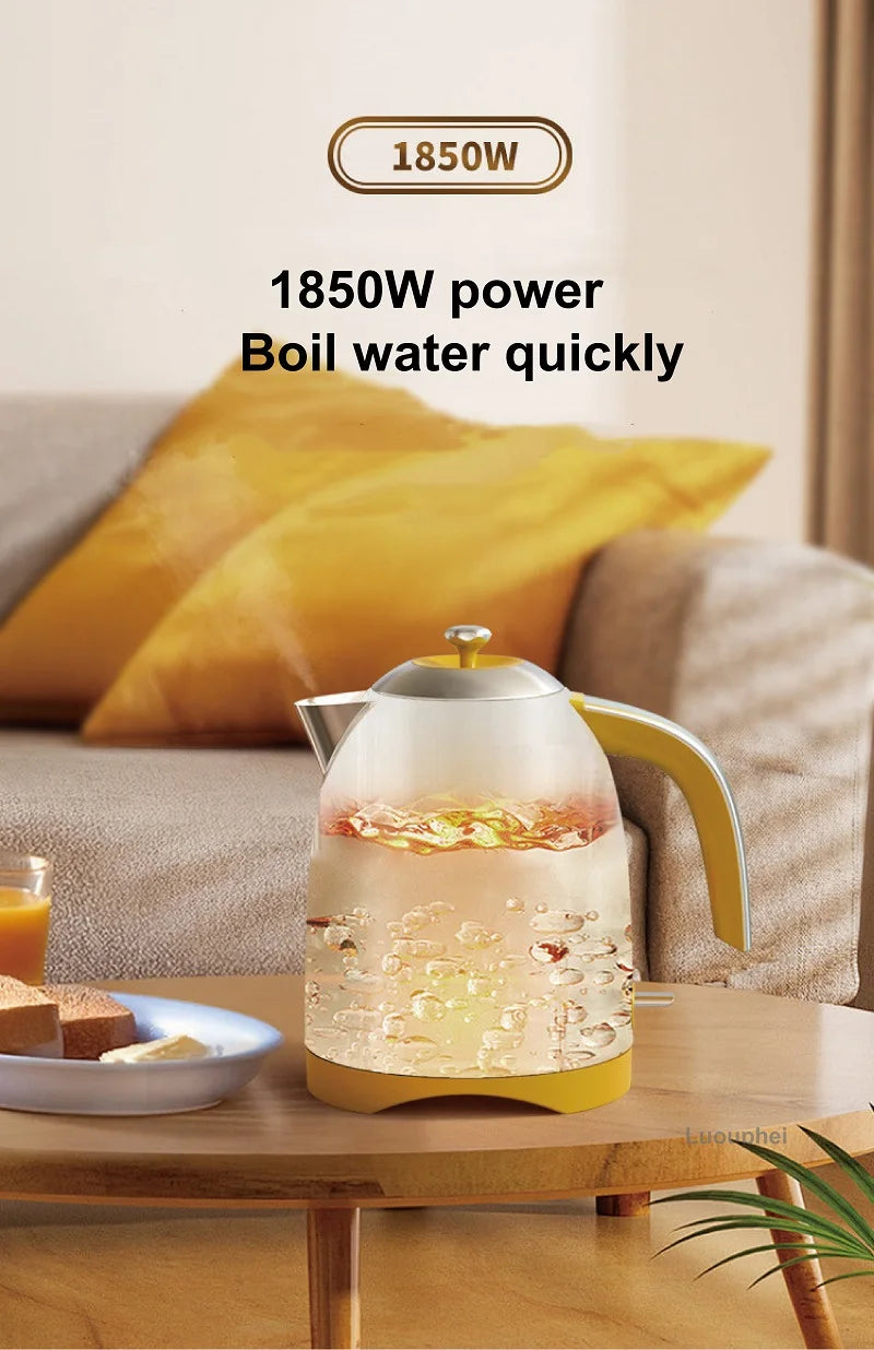1700ml Retro Printed Electric Kettle Household 304 Stainless Steel Boil Kettle Automatic Power Off Teapot Kitchen Tool 1850W