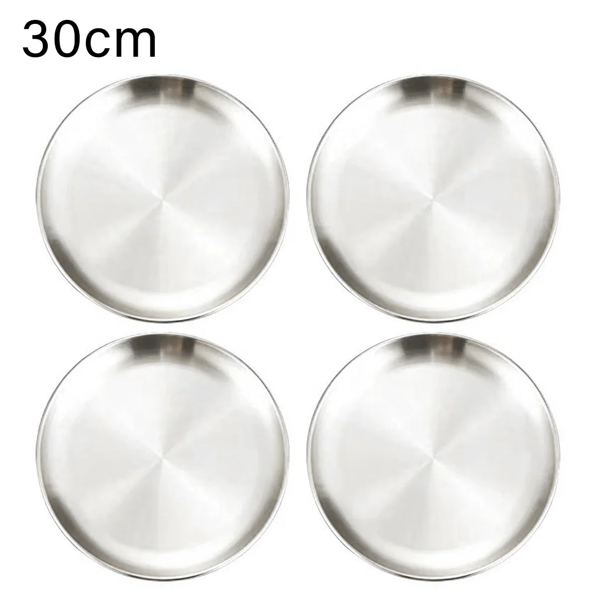 4Pcs Stainless Steel Plate Tray, Dining Tray, Steak Plate, Barbecue Plate, Korean Stainless Steel Circular Barbecue Plate