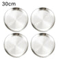4Pcs Stainless Steel Plate Tray, Dining Tray, Steak Plate, Barbecue Plate, Korean Stainless Steel Circular Barbecue Plate