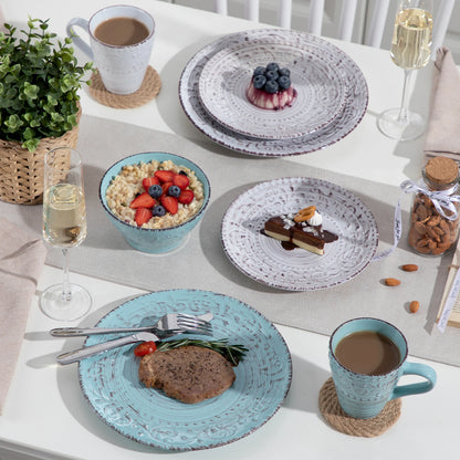 vancasso 16/32 Ceremic Plates Dinner Set Stoneware Tableware Set with 4PCS Dinner Plate/Dessert Plate/Bowl/Mug for 4 Person