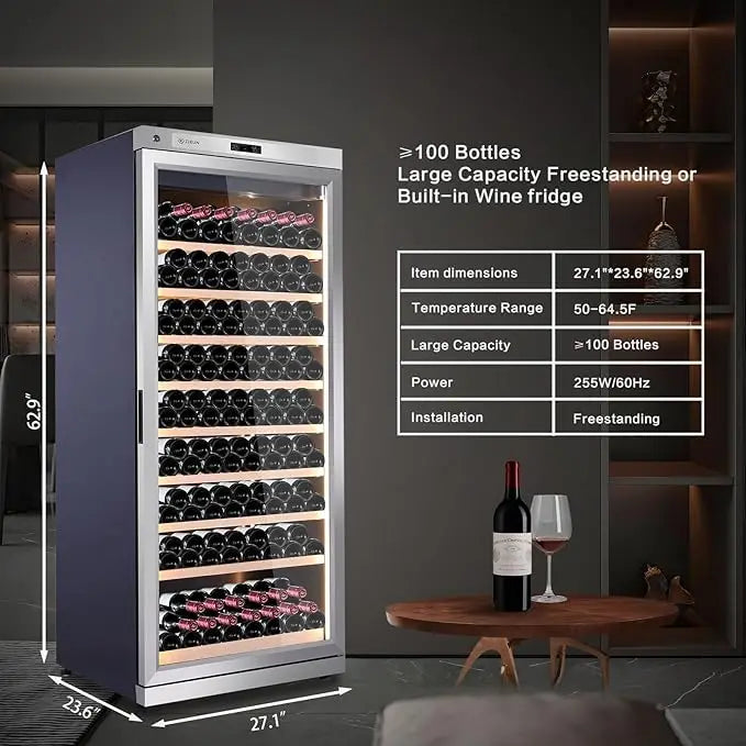 357L Wine Cooler Refrigerator Stainless Steel Wine Cabinet Intelligent Cellar for Red/White Wine Champagne Cocktail Liquor