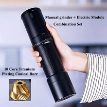 CAFOVO MG138C Coffee Grinder Electric & Manual Set 10-Star Titanium Plating Conical Burr 60-Step Precision for Espresso Travel