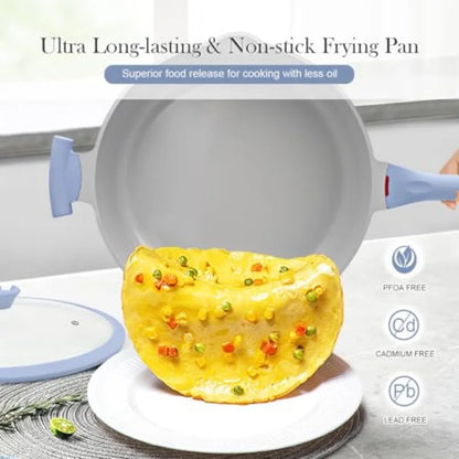Ceramic Frying Pan Skillet Nonstick with Lid 14 Inch Large Deep Saute Pan Big Induction Pan Non Stick 2-1 Cooking Cookware with