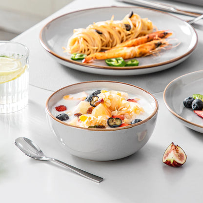 VANCASSO NYMPH 16/32 Piece Ceramic Glaze Tableware Set with Dinner/Dessert/Soup Plate/Bowl  For 4/8 Person 4 Color Optional