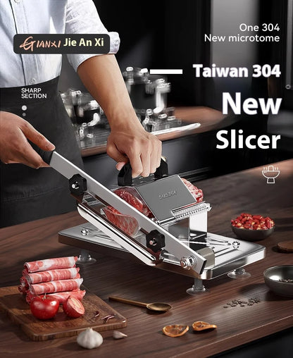 GIANXI Mutton Roll Slicer Machine Stainless Steel Meat Slicer Beef Thin Slice Frozen Meat Household Barbecue Hot Pot Cooking