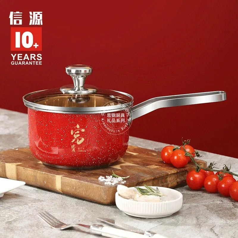 Korean single handle soup stew pot super thick polished non-magnetic bottom nonstick pan ramen pot home food cooking milk pot