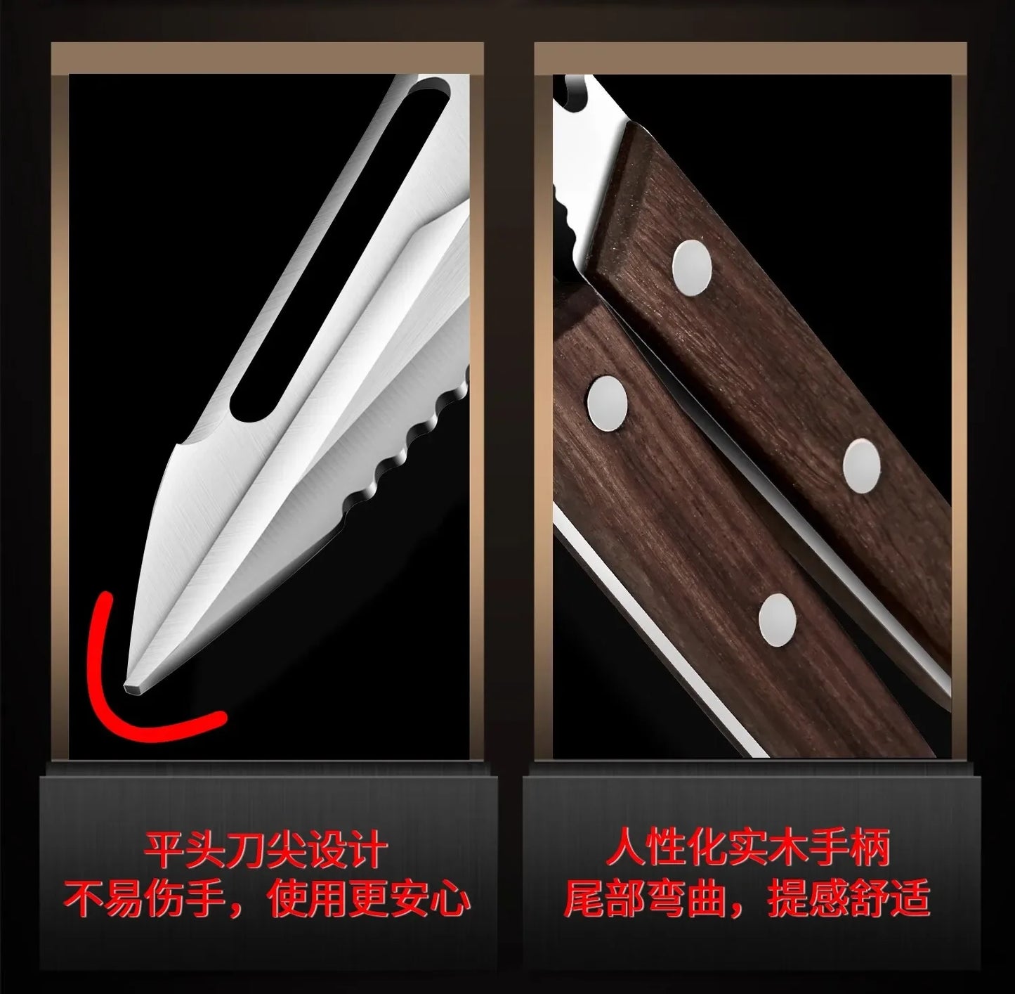 Premium Kitchen Scissors Wooden handle Stainless Steel powerful Chicken Scissors Bone Cutting Scissors Tool
