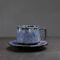 Traditional Arabic Coffee Cup and Dish Set Middle Eastern Style Kiln Transformed Coarse Ceramic Retro Handmade Mug