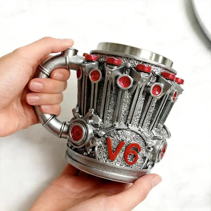 2025 V6 V8 Makeup Creative Resin Stainless Steel Water Cup Personalized Wine Cup Gift Decoration Coffee Mug Cool Idea
