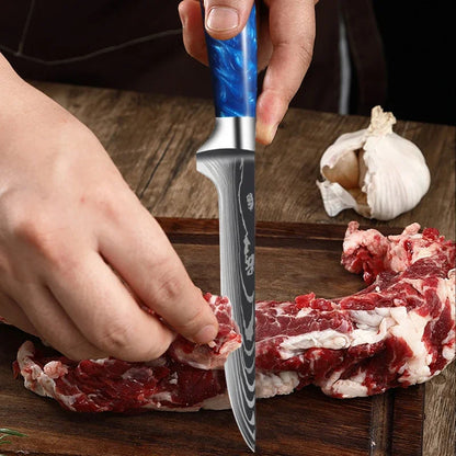Japanese Santoku Knife 10pcs Damascus Pattern Knives Set Chef's Knife Boning Knife Meat Cleaver Vegetable Slicing Knives