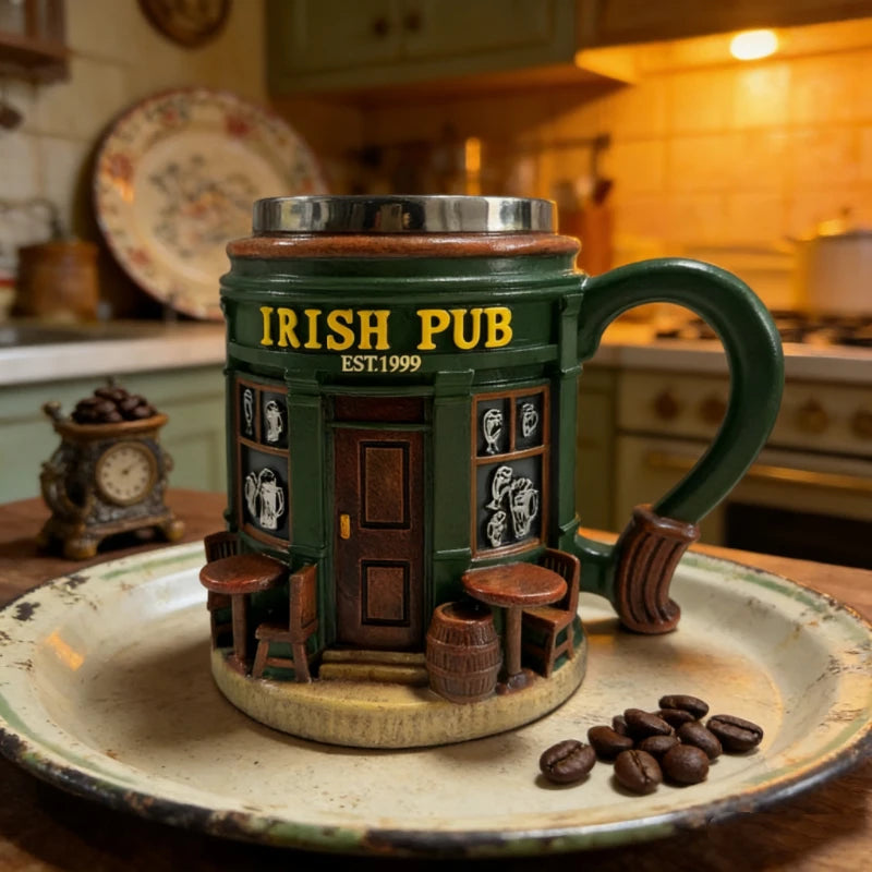 Novelty Irish Pub Design Coffee Mug Vintage Bar Style Cup for Daily & Gift Use