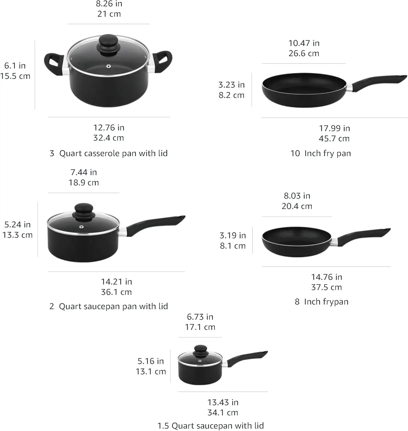 Ceramic Non-Stick Cookware 8-Piece Set with Cool-Touch Handles and Spiral Bottom for Even Heating