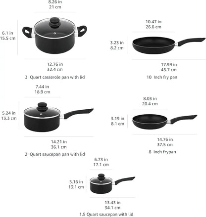 Ceramic Non-Stick Cookware 8-Piece Set with Cool-Touch Handles and Spiral Bottom for Even Heating