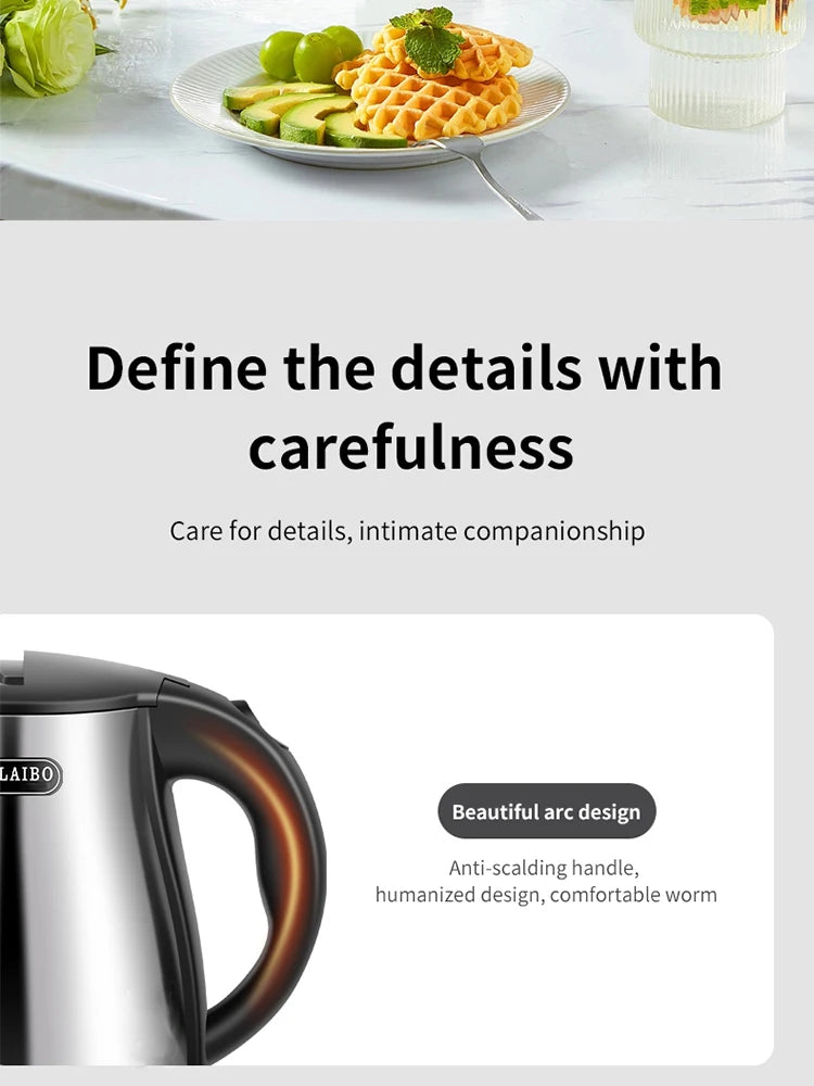 GELAIBO electric kettle, large-capacity 1.8-liter glass kettle, one-button boiling water, automatic shutdown, anti-dry function