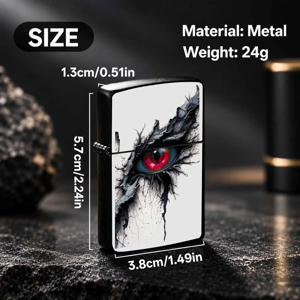 Dark Fantasy Dragon Eye Lighter, Striking Red Pupil Art Pattern Portable Igniter, Unique Stylish Accessory For Daily Use, Outdoor Camping, Candle Lighting, Birthday Party Decor, Exquisite Distinctive Gift For Fantasy Art Love