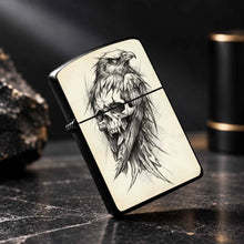 Dark Style Hawk Skull Sketch Portable Lighter, Retro Artistic Decor Carry-On Ignition Tool, Suitable For Daily Travel Outdoor Trips Multiple Scenarios, Trendy Aesthetic Practical Gift Item With Unique Hand-Drawn Texture A Hum