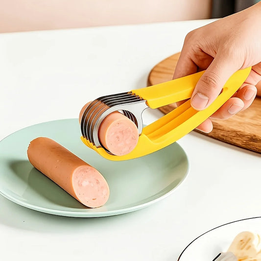 Banana Slicer (ABS + Stainless Steel) – Fruit and Vegetable Slicer/Cutter; Suitable for Bananas, Strawberries, and Grapes (1-Pack)