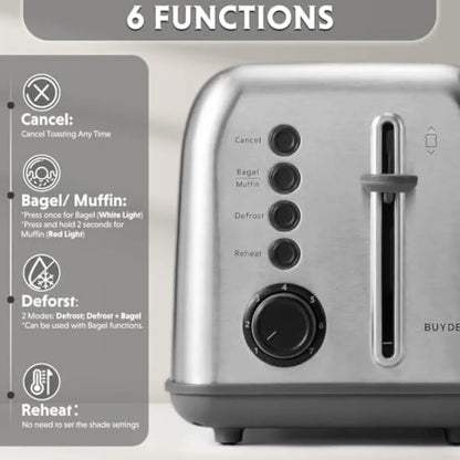 DT620 Toaster Extra Wide Slots Retro with High Lift Lever Bagel and Muffin Function Removal Crumb Tray 7-Shade Settings