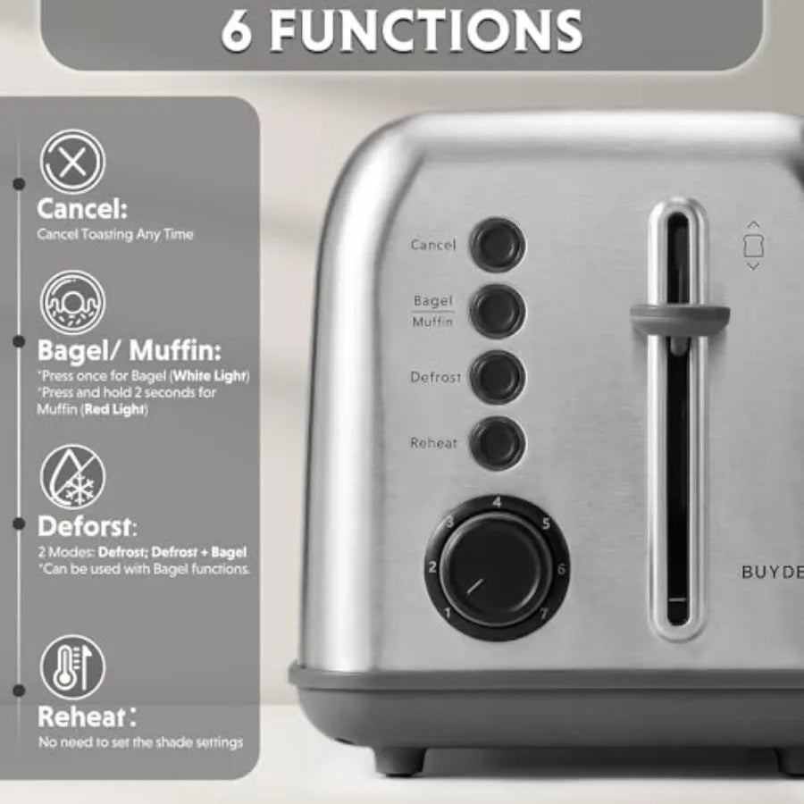 DT620 Toaster Extra Wide Slots Retro with High Lift Lever Bagel and Muffin Function Removal Crumb Tray 7-Shade Settings